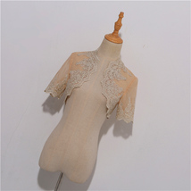 Champagne Gold Lace Wedding Shrugs Boleros Short Sleeve Wedding Guest Cover Ups image 2