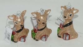 Ganz Midwest Gift MX175057 Gold Colored Setting Deer Christmas Ornaments Set of3 image 1