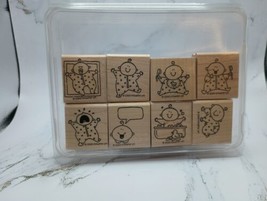 Stampin Up Baby First 2000 Set Of 8 Wood Mounted Rubber Stamps  - $16.83