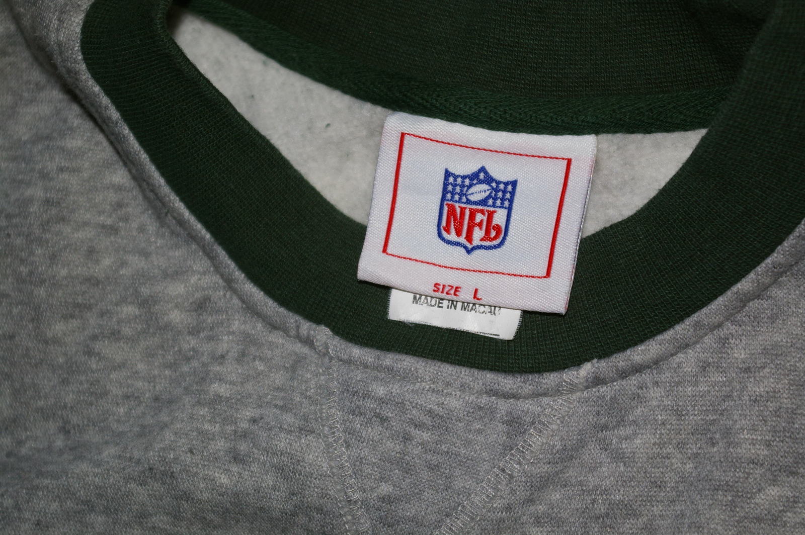 Green Bay Packers Crew Fleece Shirt Size Mens LARGE Green and Gray NFL ...