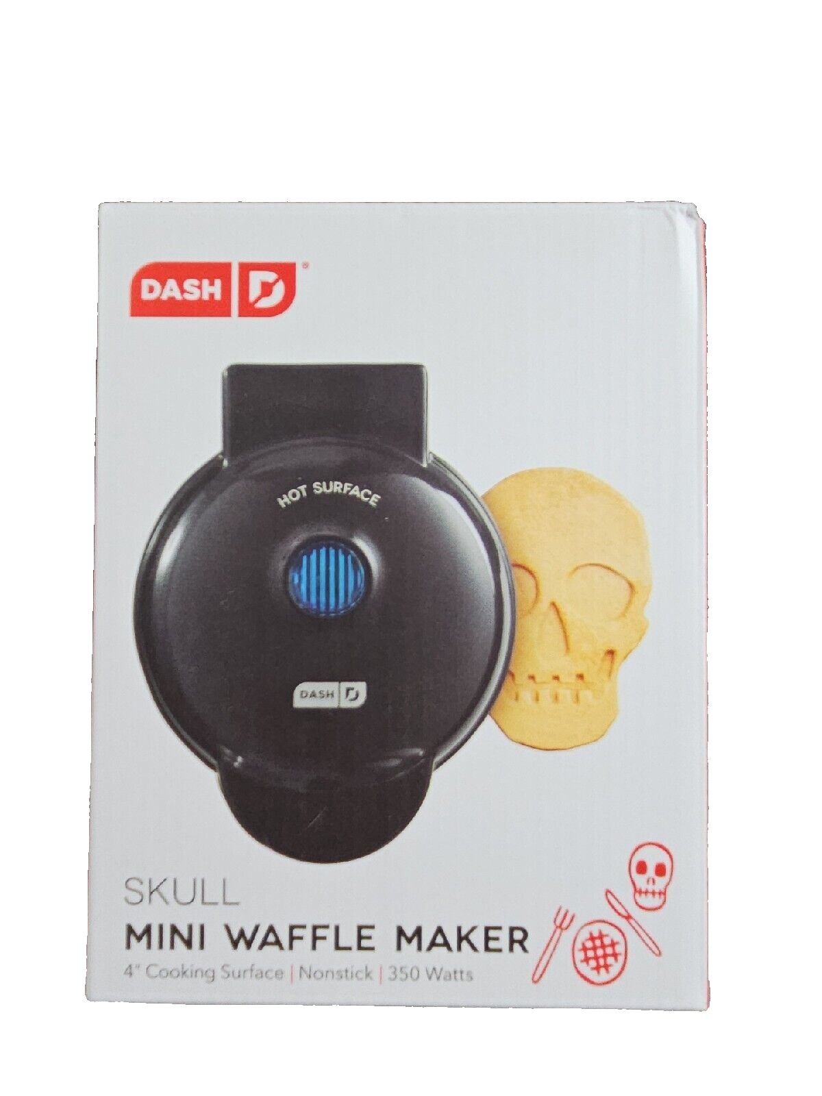 DASH Electric 350W Skull Black 4" Mini Waffle Maker Non Stick Waffle