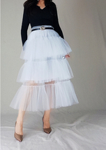 Women White Layered Tulle Skirt Outfit Plus Size Wedding Party White Tutu Skirt  image 1