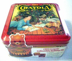 1992 Crayola Collectible Christmas Holiday Tin 64-ct w/ornament Factory Sealed - $14.47