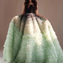 Sage Green Tiered Maxi Tulle Skirt Wedding Bridal Skirt Outfit Evening Skirts image 5