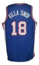 Killa Smuv #18 Pros Basketball Jersey Sewn Blue Any Size image 2