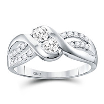 10kt White Gold Round Diamond 2-stone Bridal Wedding Engagement Ring 5/8 Ctw - $1,000.00