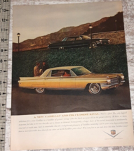 1963 Cadillac Vintage Print Ad Sedan Hardtop Tailfins Gold Black Luxury Detroit - $10.30