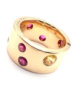 Authentic! Chanel 18k Yellow Gold Ruby Yellow Sapphire Wide Band Ring Si... - $5,000.00