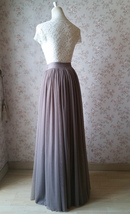 Brown Long Tulle Skirt High Waist Tulle Maxi Skirt Bridesmaid Outfit (US0-US28) image 5