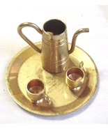 Vintage Miniature Brass Plated Punch Tea Set Tray Tea Pot 2 Cups - $19.99
