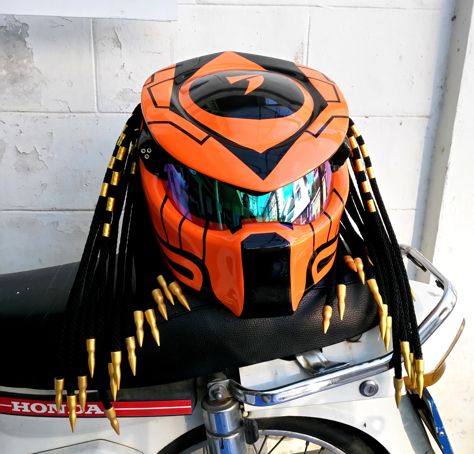 Orange Custom Motorcycle Helmet