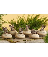 Fairy Message Rock Statues Set of 6 with Sentiment Garden Brushed Copper... - $89.09