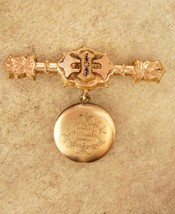 Antique Victorian Brooch Locket - religious medal crucifix - military ph... - $165.00