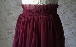 BURGUNDY Wedding Full Long Tulle Skirt Burgundy Wine Red Bridesmaid Outfit Plus image 8