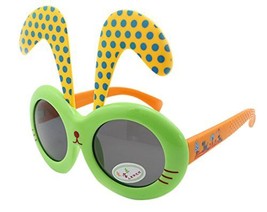 Detachable Black Dot Rabbit Ear Ultraviolet-Proof Baby Sunglasses-Green Frame