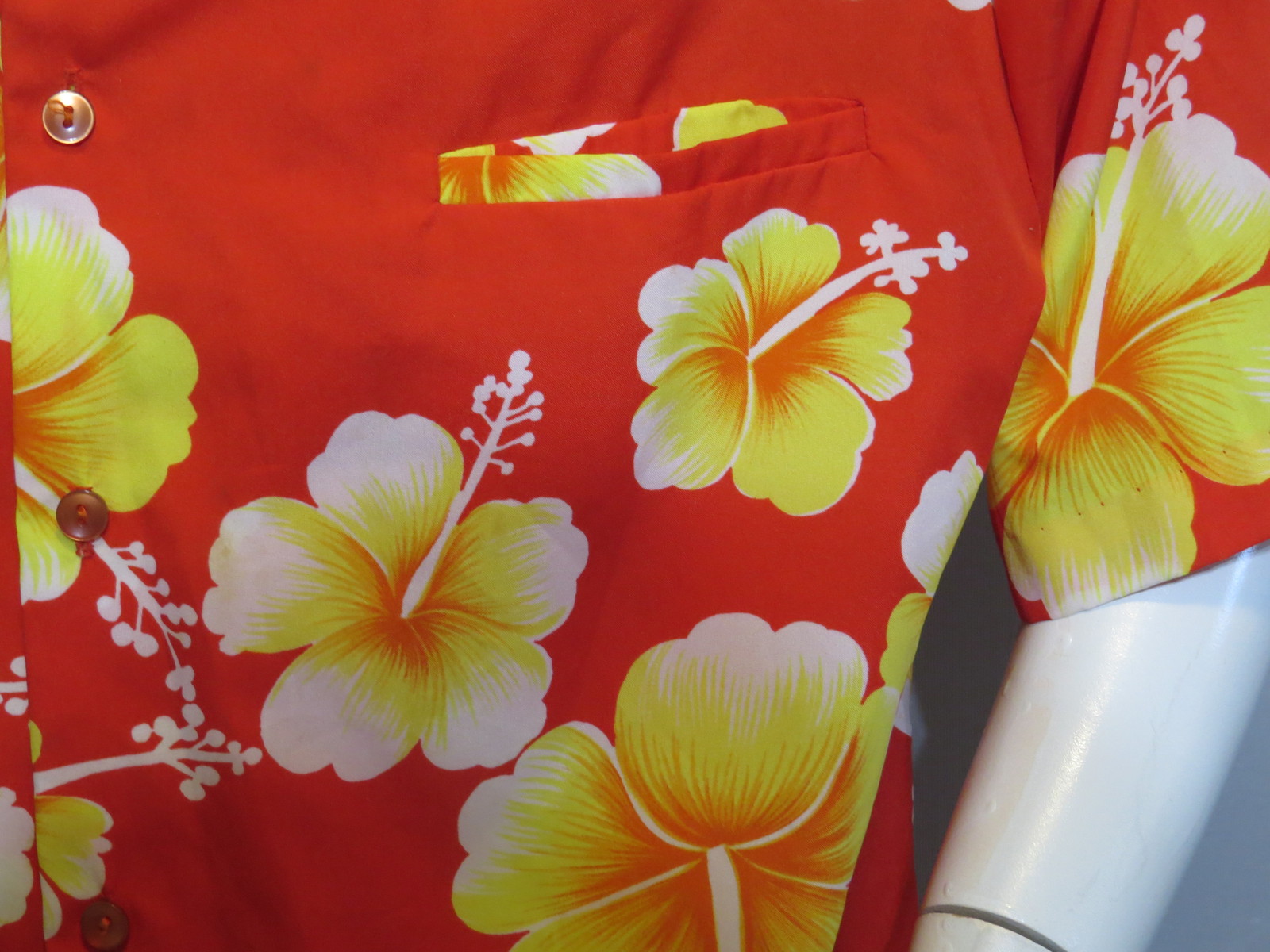 Men's Hawaiian Aloha Shirt in Vintage Hibiscus Orange