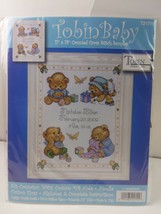 Janlynn Bear Birth Sampler Stamped Cross Stitch Kit 11x14