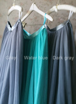 DARK GRAY Plus Size Bridesmaid Tulle Skirt High Waist Gray Full Maxi Tulle Skirt image 7