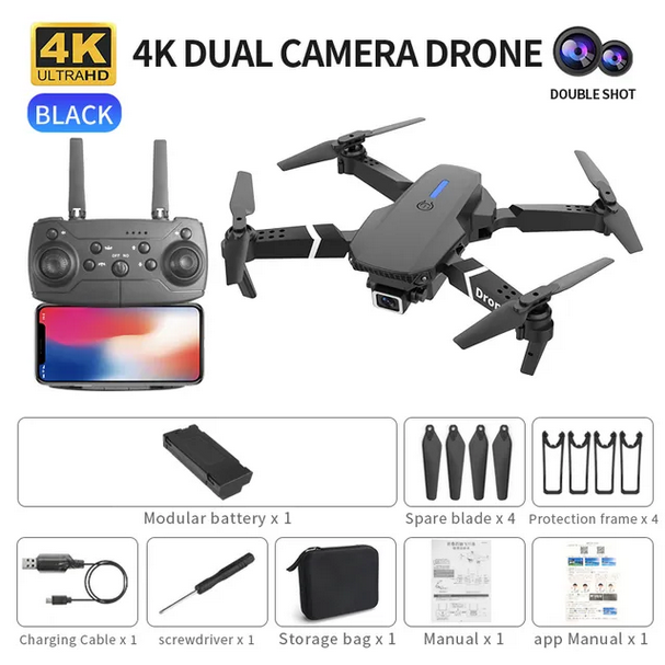 2023 Drone X Pro 4K HD Dual Camera Selfie WIFI FPV Foldable RC Quadcopter