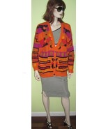 Vintage ABACA Women&#39;s Orange Tacky Cardigan Button Down Knit Sweater Sz ... - $34.99