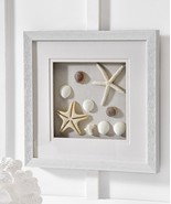 Nautical Shadow Box Wall Plaque White Frame with Shells and Starfish  16... - $69.29