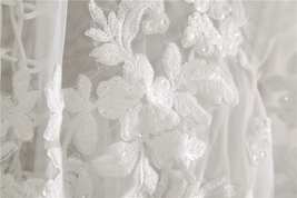 White Floral Tulle Lace Tops Bridesmaids Crop Lace Shirts-crop sleeve,white,plus image 3