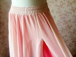 BLUSH PINK Side Split Long Chiffon Skirt Women Maxi Skirt Beach Skirts NWT image 4