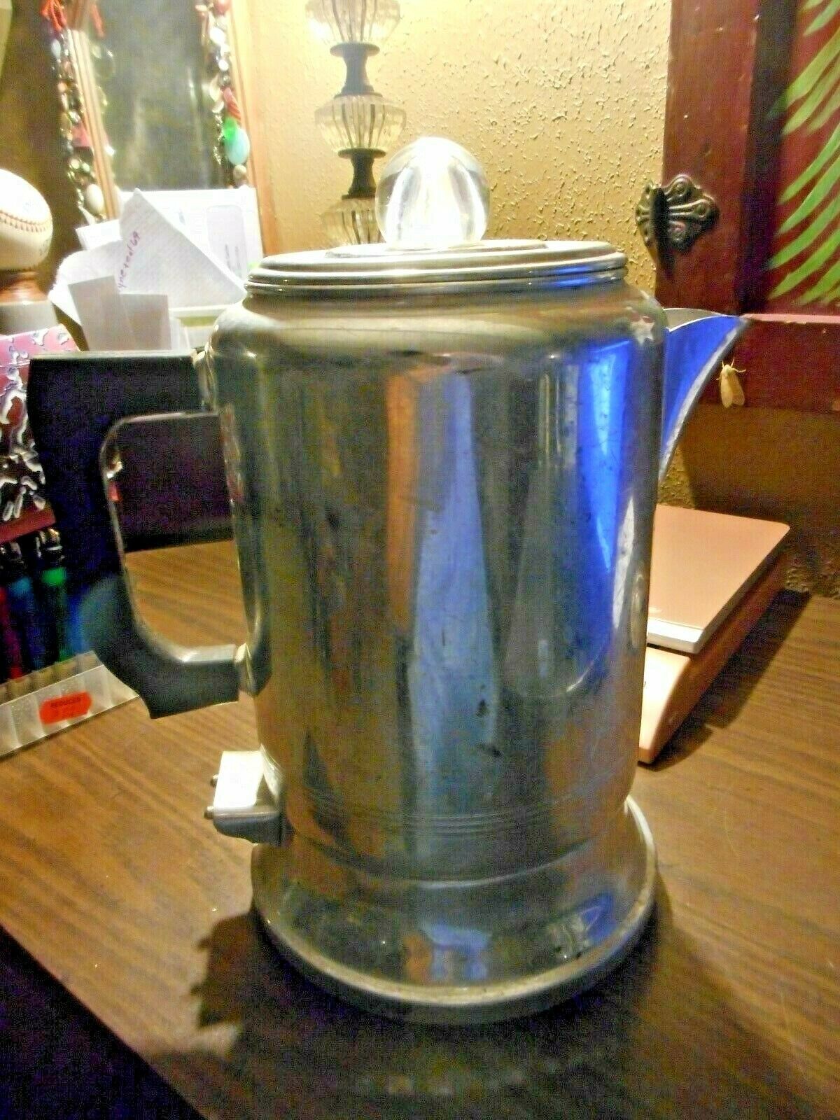 Kitchen, Vintage Aluminum Coffee Pot Glass Percolator Wooden Handle