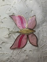 Vintage Capiz Shell Hand Crafted Pink And Gold Butterfly Ornament Suncat... - $7.69