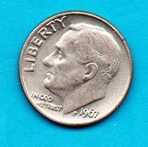 1967 Roosevelt Dime - Circulated Minimum Wear - About Uncirculated - $0.10