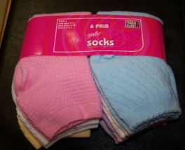 FADED GLORY Girl's Socks - 6 Pair - Sz. Large (Shoe Sizes 4-10) Style #5413 - $6.99