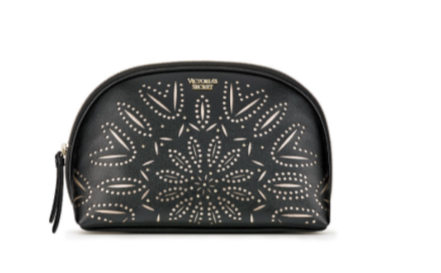 VICTORIA'S SECRET Leopard Black Travel Cosmetic Bag Case Makeup Pouch  2 Piece