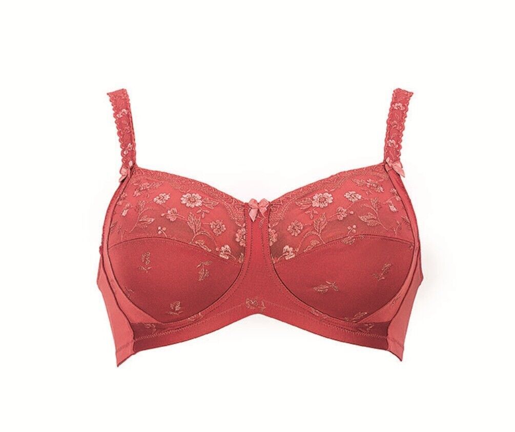 ANITA CARE Red Ella Wire-free Embroidered Mastectomy Bra, US 34C, UK ...