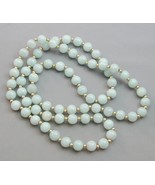 ESTATE Pale Green Jade &amp; 14k Gold Bead Necklace 28&quot; - $350.00