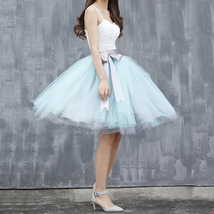 Light Blue Tulle Tutu Skirt 6-Layered Party Puffy Tulle Skirt Plus Size image 10