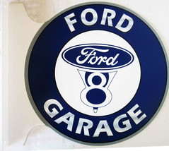 Ford V8 Garage Flange Sign 12&quot; Diameter - $60.00