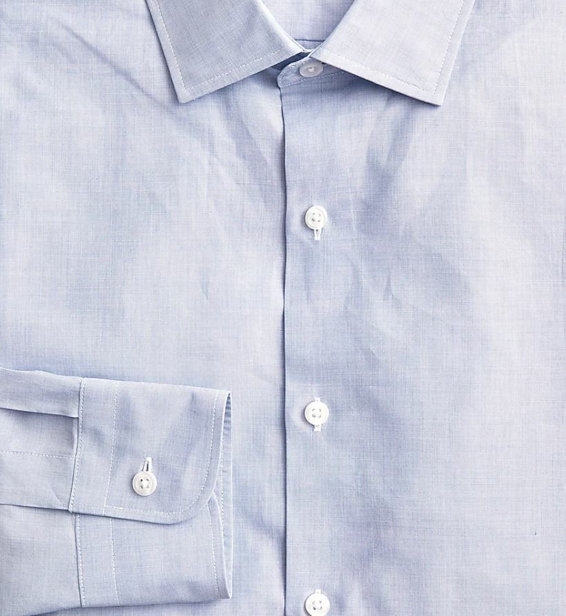 J Crew Men's Blue Slim Fit Ludlow Premium Fine Cotton Dress Shirt, 17H Casual ButtonDown Shirts