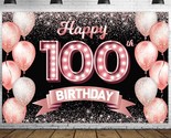 Happy 100Th Birthday Rose Gold Banner Backdrop Cheers To 100 Years Old C... - $19.99