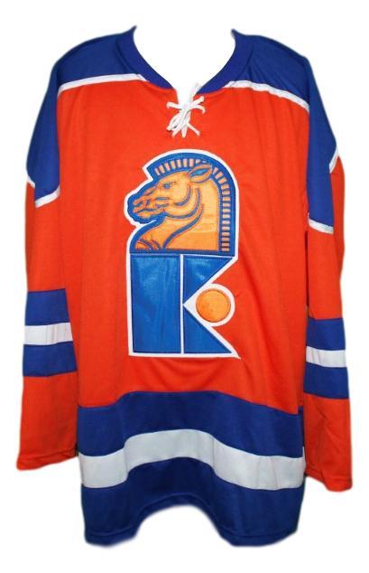 New jersey knights retro hockey jersey norm ferguson orange   1