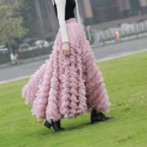 PINK Tiered Tulle Maxi Skirt Outfit Ruffle Multi Layered Tulle Skirt Wedding  image 3