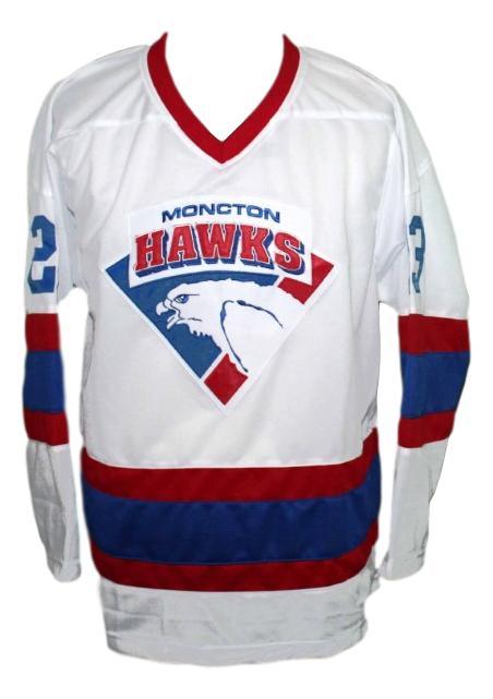 Doug smith moncton hawks hockey jersey white  1