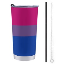 Mondxflaur Bisexual Flag Steel Thermal Mug Thermos with Straw for Coffee - $20.98
