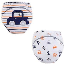 2 PCs Stripe Lovely Car Toddlers Reusable Washable Baby Newborn Diaper Pants M
