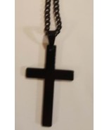Christian Stainless Steel Black Cross Necklace - $10.99