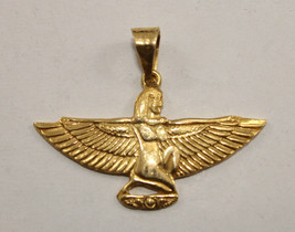 Egyptian Handmade Queen Isis with wings 18K Yellow Gold Pendant Stamped 5.5 Gr - $654.51