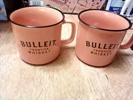 Set Of 2 Bulleit Frontier Kentucky Whiskey Bourbon Ceramic Orange Mug Cups - $15.88