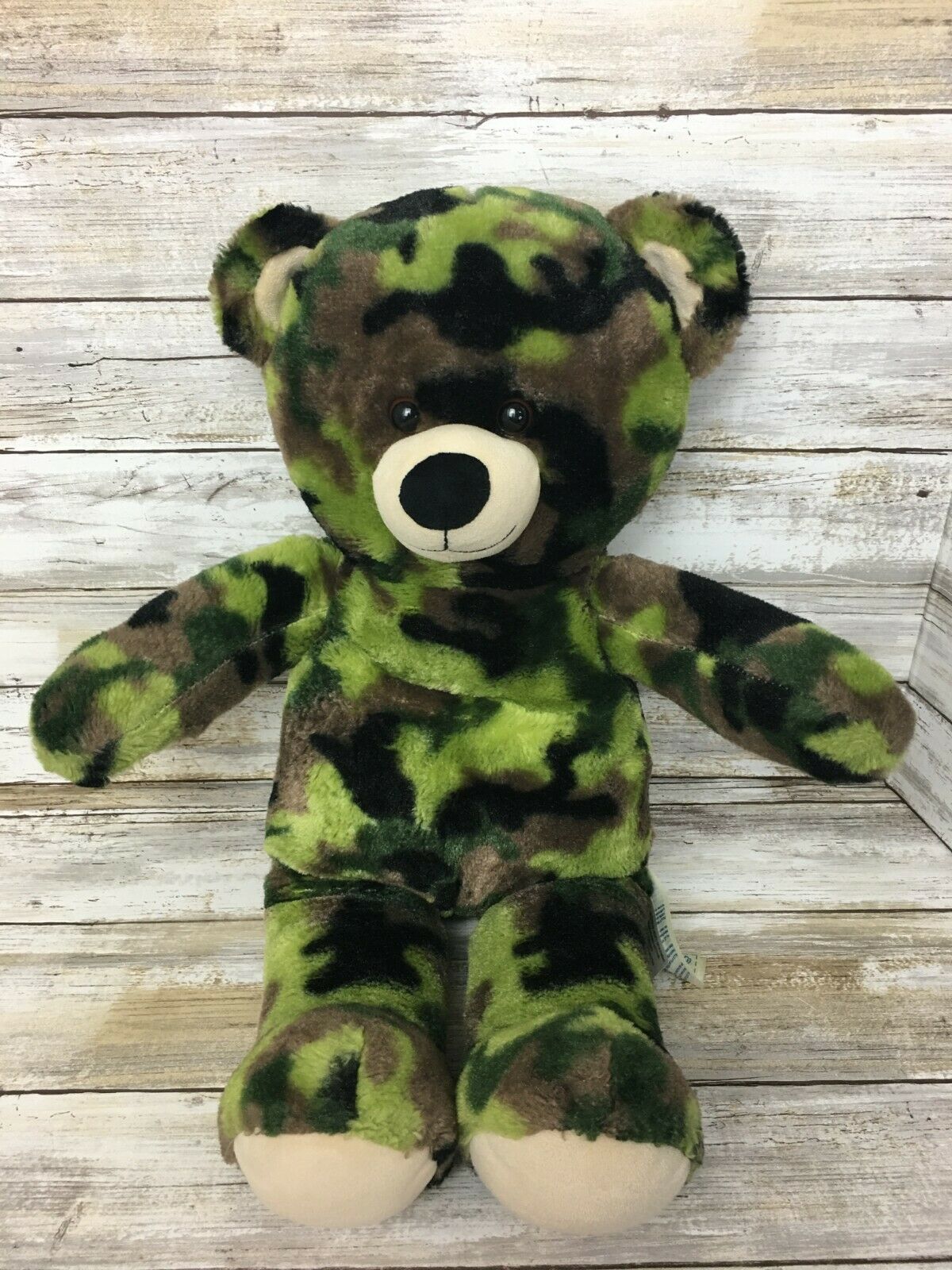 Primary image for Build a Bear Plush Camo Teddy Bear Green Brown Camouflage Stuffed Animal 16"
