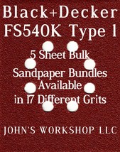 Black+Decker FS540K Type 1 - 1/4 Sheet - 17 Grits - No-Slip - 5 Sandpaper Bundle - $4.99