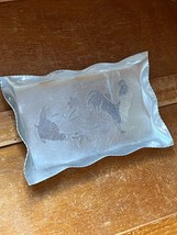 Vintage Small Scalloped Edged Rectangle Tray w Etched Rooster &amp; Chicken ... - $11.29