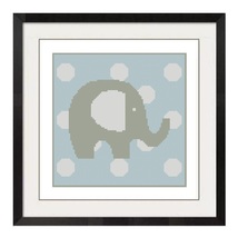 Elephant With Polka Dots Cross Stitch Pattern -1230b - $2.75